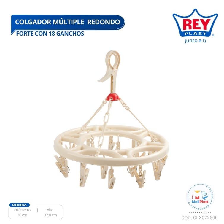 COLGADOR MULTIPLE FORTE REDONDO X18 REY