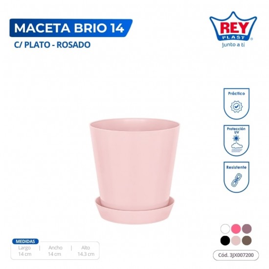 MACETA BRIO 14 C/PLATO REY