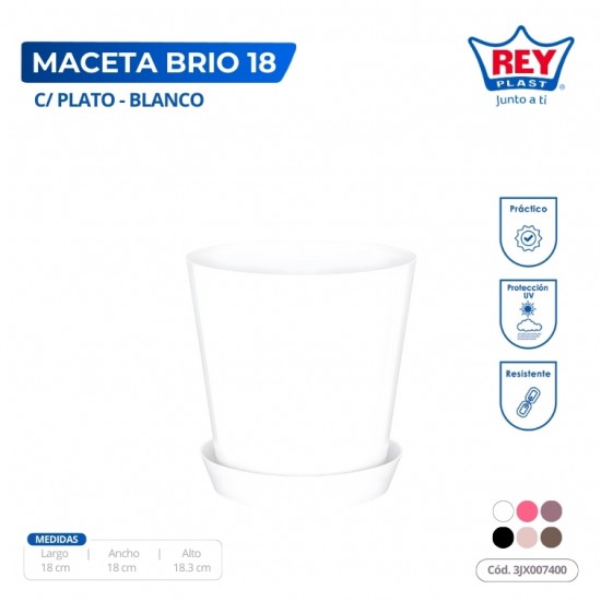 MACETA BRIO 18 C/PLATO REY