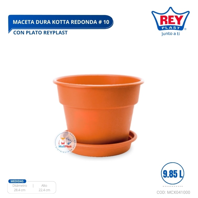 MACETA DURA KOTTA REDONDA 10 CON BASE REY