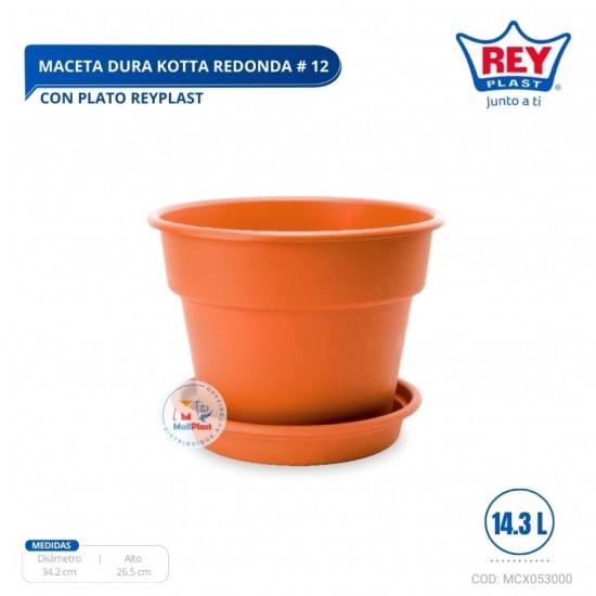 MACETA DURA KOTTA REDONDA 12 CON BASE REY
