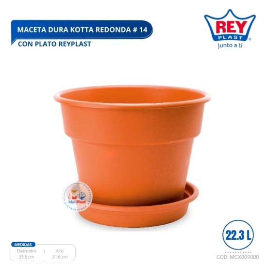 MACETA DURA KOTTA REDONDA 14 CON BASE REY