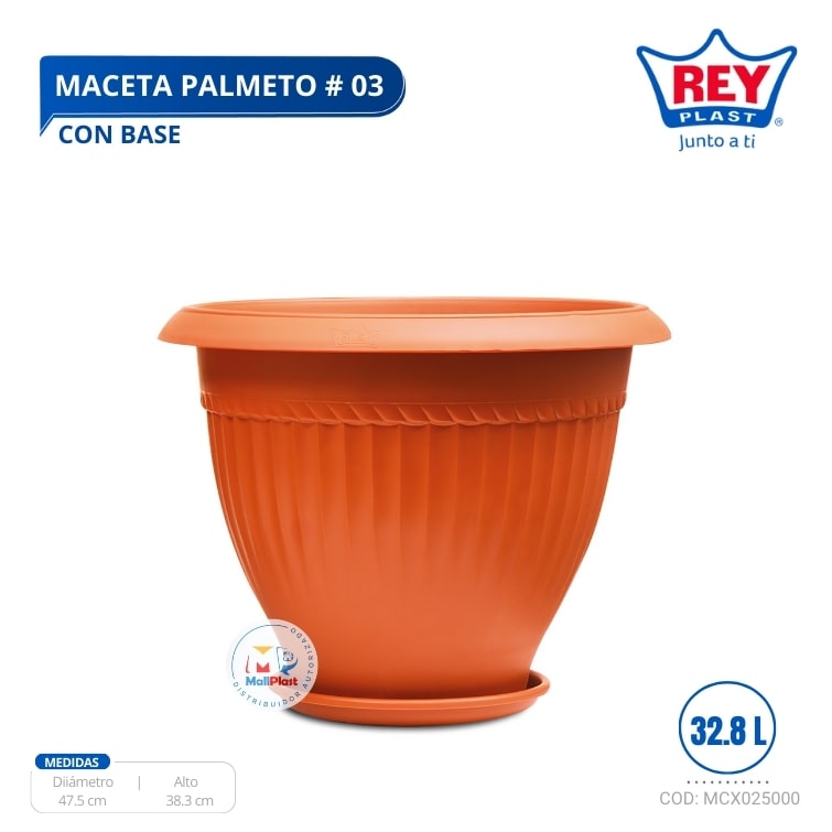 MACETA PALMETO 3 CON BASE REY