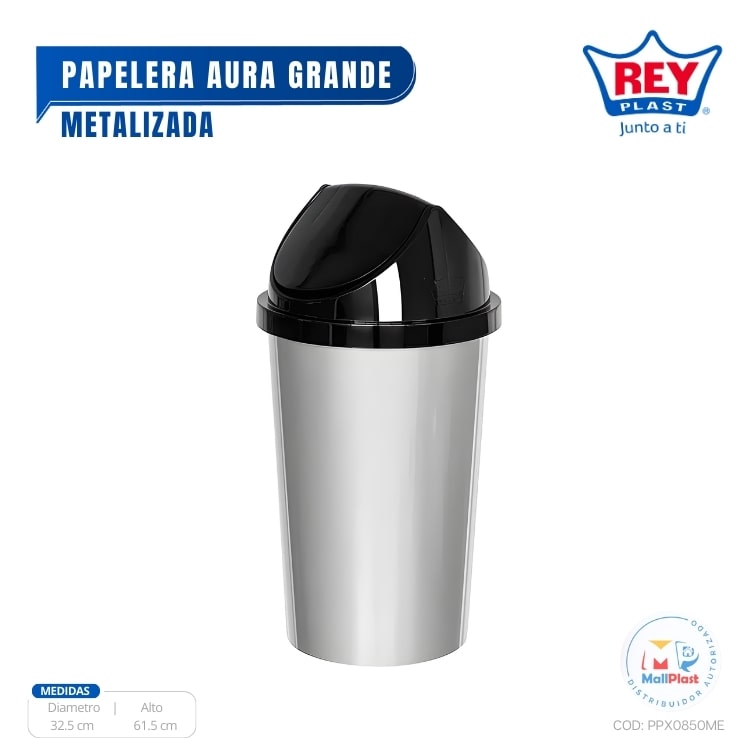PAPELERA AURA GRANDE METALIZADO REY