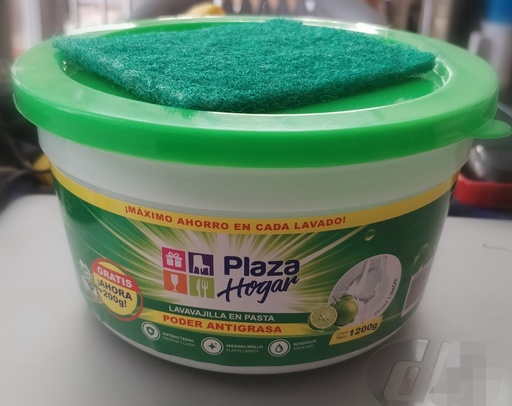 [5946] LAVAVAJILLA 1.2 KL CREMA O PASTA + ESPONJA GRATIS PLAZA HOGAR